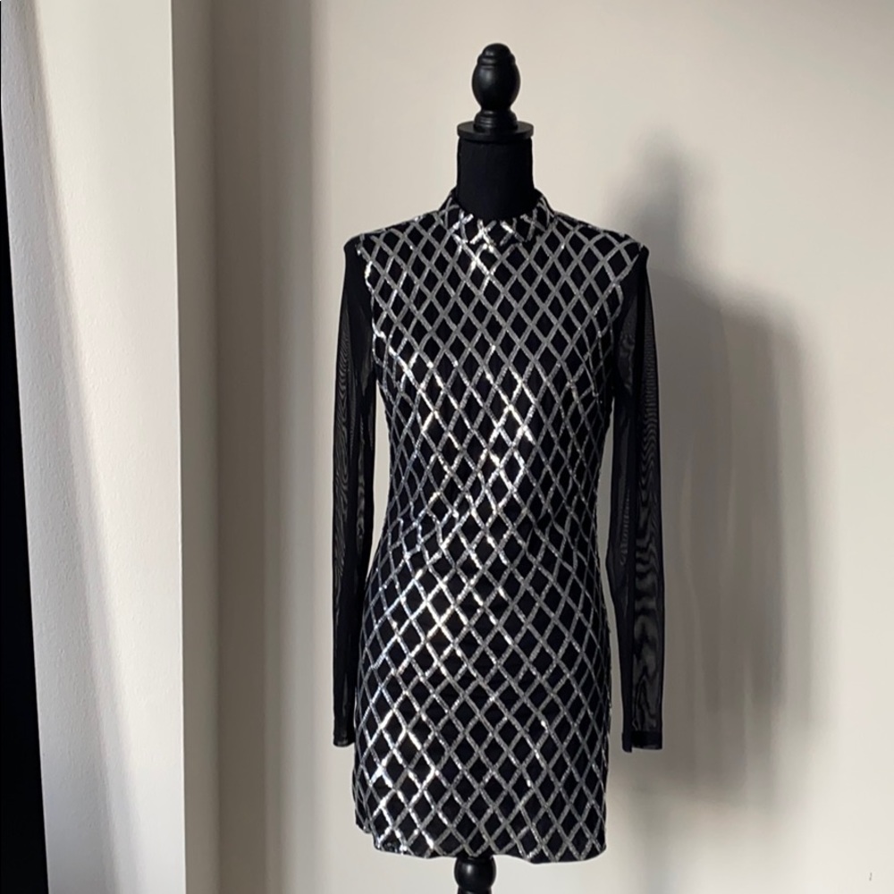 Silver Sequence Black Dress
